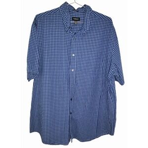 Van Heusen Men's Blue‎ Check Short Sleeve Button Front Shirt Size XL Classic Fit
